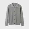 Ropa para Hombre APO Cárdigan de punto modal texturizado transfronterizo para hombre con cuello de solapa, suéter casual de manga larga para hombre