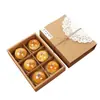 Caja de Empaque Crujiente de Yema de Huevo de Pastel de Luna 80g 4 Granos 6 Granos Papel Kraft Vintage Cubierta Pastel Crujiente de Copos de Nieve Fruta Deshidratada Caja de Cartón para Regalo Hecho a Mano
