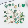 1 Accesorio de Joyería DIY Verde Aleación Esmalte Flor de Cerezo Colgante Llavero Pendientes Accesorios para el Cabello Encanto para Teléfono Venta al por Mayor
