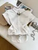 Bufanda de Seda de Lunares Franceses Corbata Cuello Polo Camisa de Manga Corta para Mujer Verano 2026 Nueva Camisa de Oficina Top Blanco