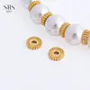 Relleno de Oro de 14K Color Duradero Cuentas Espaciadoras Ruedas Dentadas Cóncavas Espaciadores Pulsera Collar DIY Cuentas Hechas a Mano