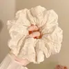 Lenço Quadrado Branco de Fada, Elástico para Cabelo de Intestino Grosso, Elástico de Cabelo Oversized, Laço Feminino Estilo Preguiçoso para Coque, Elástico de Cabelo Elegante