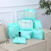 Bolsa de Viaje de 7 Piezas Tela Oxford Bolsa de Almacenamiento Multifuncional Bolsa Organizadora de Ropa Interior y Sujetadores Bolsa para Guardar Zapatos Juego de Siete Piezas