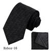 Corbata para Hombre de Negocios Pañuelo de Bolsillo Traje Patrón Triturado de Anacardo de Alta Calidad Negro Oscuro Corbata de 8 cm de Ancho Shengzhou