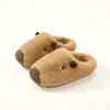 Pantuflas de Algodón para Niños Otoño e Invierno Capibara Pareja Padre-Hijo Zapatos de Casa de Interior Cálidos Pantuflas de Felpa con Forro de Terciopelo Mujer