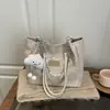 Bolsa grande com estampa floral, bolsa de ombro com corrente da moda para mulheres, bolsa tote versátil para o dia a dia, bolsa transversal moderna