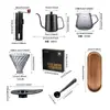 Caixa de Presente Portátil para Viagem ao Ar Livre Camping Conjunto de Café Preparado à Mão, Moedor de Café, Chaleira para Preparo Manual, Jarra de Compartilhamento, Papel de Filtro