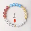 Pulseira Xiaohongshu Cor Dopamina com Pedras Preciosas Múltiplas Pulseira de Cristal Cinco Corações Acessório Versátil de Nicho Ins