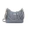 Bolsa Grande Acolchoada Versátil Yuezibo para Mulheres 2026 Nova Bolsa de Bolinho com Corrente de Jeans Bolsa de Ombro Transversal Texturizada Fashion