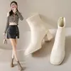 Botines Franceses para Mujer Botas Adelgazantes 2026 Nuevo Otoño Invierno Botines Chelsea de Media Caña Botas Martin Tacones Altos con Felpa