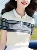 Nueva Camisa Polo Juvenil de Verano, Elegante y Hermosa para Mujer, Diseño Único con Acabado de Alta Gama, Tendencia de Camiseta de Manga Corta con Bloques de Color