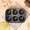 Forma para Assar 6 Bolos Contínuos Antiaderente Casca de Garra de Gato Forma para Assar no Forno 6 Formas Contínuas para Assar Molde para Pão e Confeitaria DIY Aço Carbono