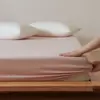 Sábana bajera de algodón peinado de fibra larga 100S, color liso, simple, con elástico en todo el contorno, cubre colchón a prueba de polvo, funda de cama de una pieza de algodón puro para dormitorio