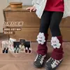 Leggings Calientes para Niñas para Otoño e Invierno, Ropa Exterior con Diseño de Calcetín Patchwork, Calcetines Gruesos Acolchados de Felpa Falsa con Parches Apilados para Niños