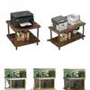 Mesa Pequeña de Madera Maciza, Mesa Lateral para Sofá, Mesa de Café para Sala de Estar con Estante de Almacenamiento, Mesa Cuadrada para Apartamentos Pequeños, Estante para Acuario e Impresora