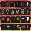 Camiseta de Verano Clásica de Manga Corta para Hombre Vlone Fog Mosaico Estampado Reflectante Marca de Moda V Grande Ajuste Holgado