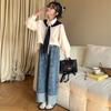 Traje de primavera y otoño para niñas 2025 nueva moda estilo coreano para niñas niños grandes chal camisa jeans moda