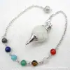 Joyería transfronteriza gema natural Cristal péndulo espiritual en forma de giroscopio cuentas de 18 mm 7 colores piedra energética colgante de péndulo