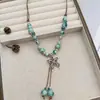 Estilo Étnico Cerámica Perlas Mariposa Collar Accesorios Joyería Antigua Gama Alta Colgante Largo Borla Collar Colgante