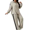 Moda feminina europeia e americana conjunto casual transfronteiriço outono/inverno 2026 conjunto de duas peças de moletom canelado e calça de perna larga