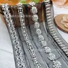 Encaje de Malla con Pedrería en Stock, Adorno de Perlas de Organza, Ropa DIY, Accesorios para el Cabello, Vestido de Novia, Accesorios para Zapatos y Sombreros, Borde de Encaje