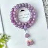 Pulsera de Raíz de Bodhi Morada 108 Jade Blanco Tallado Flor de Loto Semilla de Bodhi para Niña Pulsera Collar de Cuentas de Buda