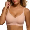 Sujetador inalámbrico de gel de Amazon para mujer, escote en V profundo, sin costuras, suave y cómodo, con tirantes ajustables, soporta y minimiza los bustos grandes