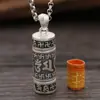Venta al por mayor de fábrica joyería de plata para pies S999 plata tailandesa retro para hombres y mujeres mantra de seis palabras mantra Shurangama caja con tapa que se puede abrir colgante
