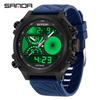 Reloj Electrónico Sanda con Doble Pantalla, Tres Zonas Horarias, Reloj Deportivo Multifuncional, Resistente al Agua, Luminoso, Esfera Grande, Reloj Electrónico para Estudiantes