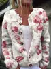 Nuevo suéter de otoño e invierno para mujer con motivos de animales y estampados florales, cárdigan, abrigo de cuello redondo, top