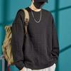 Sudadera para Hombre Primavera y Otoño a la Moda Jacquard Algodón Puro Suelta Cuello Redondo Jersey Camiseta de Manga Larga Guapo Versátil Top Casual