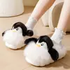 Zapatos Peludos de Pingüino de Dibujos Animados Lindos, Pantuflas de Invierno para el Hogar con Cubierta para el Talón, Zapatos de Algodón para Estudiantes Mujeres, Zapatos para el Hogar Dulces, Frescos y Modernos