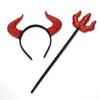 Faixa de Cabeça Popular Transfronteiriça para Fantasia de Halloween Chifres de Diabo Garfo Triângulo Faixa de Cabeça Varinha Mágica Acessórios de Cabelo para Cosplay