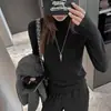 Camiseta Base Gruesa de Polar Cepillado con Cuello Alto, Mezcla de Lana para Mujer, Nueva Llegada Otoño/Invierno, Blanca, Manga Larga, Tacto de Alta Gama, Prenda Interior