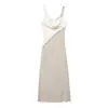 Aliexpress Transfronterizo Ropa Europea y Americana al por Mayor 2025 Principios de Primavera Nuevo Estilo Vestido Midi Empalmado