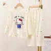 Pijama para Niña Primavera y Otoño Dulce Cuello de Muñeca Encaje de Princesa Dibujos Animados Niña Pequeña Conjunto de Manga Larga Ropa para el Hogar para Bebé