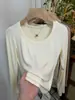 Camiseta Versátil de Manga Larga con Cuello en U y Canalé Suave Estilo Minimalista para Mujer Primavera/Otoño 2026 Estilo Coreano Elegante Que Reduce la Edad Top Combinable