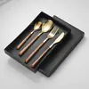 Clip para cubiertos de acero inoxidable transfronterizo mango imitación madera cuchillo tenedor cuchara juego de cuatro piezas restaurante hogar estilo coreano juego de cuchillo y tenedor para bistec