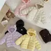 Chaqueta ligera de algodón con relleno de plumón para niñas, abrigo corto de algodón para niños, chaqueta de algodón con capucha para niños, ropa exterior de otoño/invierno para niños pequeños y bebés