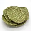 Cesta de Frutas Redonda Tecida à Mão de Bambu Cesta de Peneirar Hotel Fazenda Lanches de Chá Bandeja de Bambu Armazenamento Cesta de Bambu Cesta para Pão Cozido Decoração de Jardim de Infância