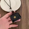 Bolsa de Monedas Linda de Cuero Vintage Collar para Cuello Estuche para Auriculares de Mujer Bolsa de Almacenamiento Correa de Cuero Cadena Larga de Lana Accesorios