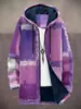 2025 Cardigan Casual con Cremallera y Capucha para Hombre con Patrón Multicolor de Algodón Chaqueta con Forro Gris DIY