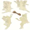 Pendente de madeira decorativo estilo europeu em branco, madeira criativa, laser oco, DIY, formato de fada com asas de borboleta