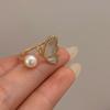 Moda Diseño Único Perla de Agua Dulce Anillo Abierto para Mujer Alto Sentido Concha Amor Dulce Ajustable Adelgazante Anillo de Dedo