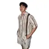 Chaqueta Camisa de Punto Hueca con Protección Solar de Manga Corta para Hombre Estilo Old Money para Verano, Top Chic de Alto Nivel Estilo Francés
