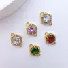 Cobre Chapado en Oro Zirconia de Alta Retención de Color Colgante Doble Hexagonal Materiales para Pulsera de Cuentas Hecha a Mano DIY Collar