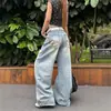 Jeans Retro Bordados de Talla Grande Estilo Americano High Street para Mujer, Pantalones de Pierna Ancha Versátiles y de Nuevo Diseño de Moda para Otoño