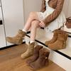 Botas Curtas Vintage para Mulheres Outono e Inverno 2025 Bico Redondo Salto Escondido Pregueadas Solado Macio Botas Amassadas Botas Curtas Western Martin