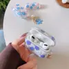Funda Protectora Transparente con Flores de Purpurina de Comercio Exterior Adecuada para AirPods 5ª/4ª Generación, Nueva Funda Suave de Auriculares con Soporte para Apple 2ª Generación