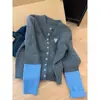 Cárdigan Gris de Estilo de Comercio Exterior Transfronterizo con Parche de Corazón en la Puño, Tejido de Punto de Manga Larga de Alta Gama, Moda de Primavera Nueva para Mujer